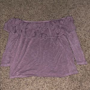 Off shoulder ruffle long sleeve top